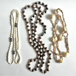 Vintage Lot Of 3 70s Seashell Necklaces Beachy Boho Coastal